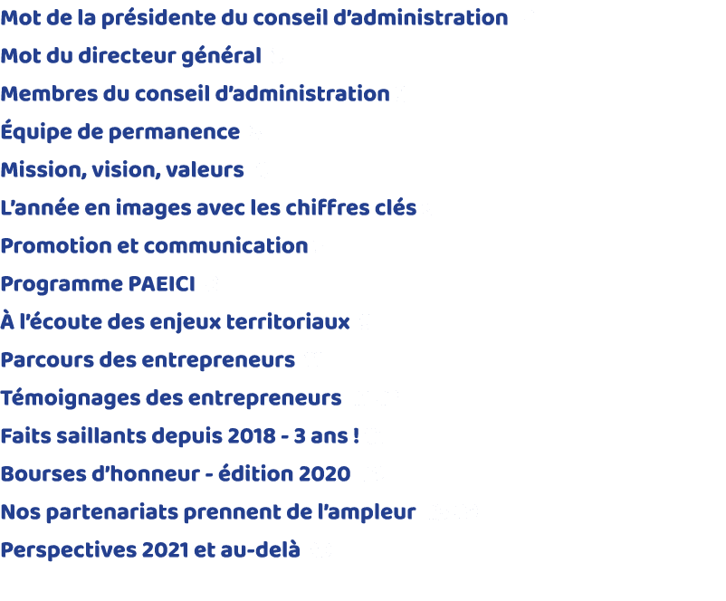 Mot de la présidente du conseil d administration  2 Mot du directeur général 3 Membres du conseil d administration 3    