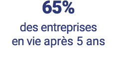 65%  des entreprises en vie après 5 ans