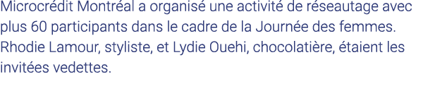 Microcrédit Montréal a organisé une activité de réseautage avec plus 60 participants dans le cadre de la Journée des    